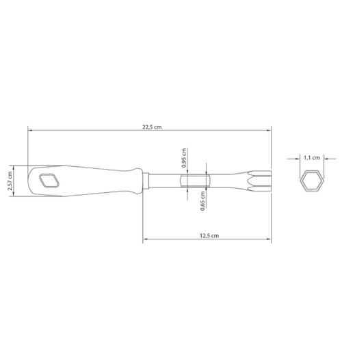 Chave canhão 7 x 125 mm formato tubular - 41450007 Chave canhão 7 x 125 mm formato tubular - 41450007