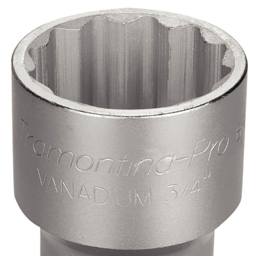 Soquete estriado em aço cromo vanádio 55 mm encaixe 3/4 Soquete estriado em aço cromo vanádio 55 mm encaixe 3/4