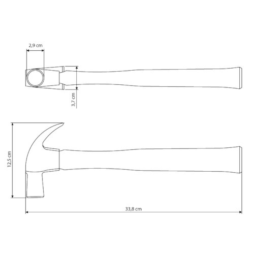 Martelo unha de 29 mm com cabo