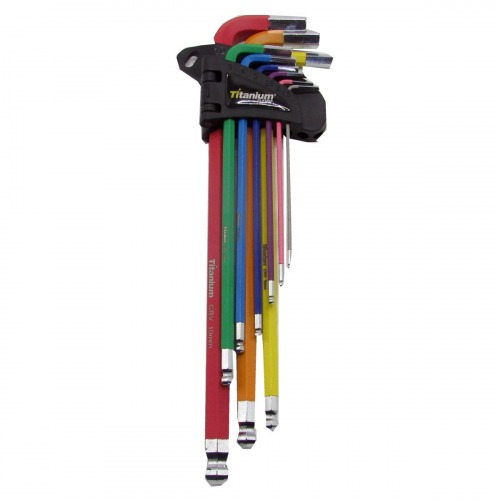 Jogo de chave allen abaulada longa 1,5 a 10 mm 9 peças Colors - 08045 Jogo de chave allen abaulada longa 1,5 a 10 mm 9 peças Colors - 08045
