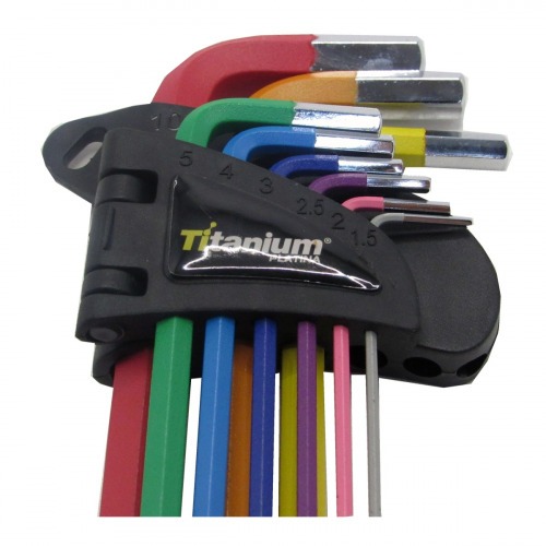 Jogo de chave allen abaulada longa 1,5 a 10 mm 9 peças Colors - 08045 Jogo de chave allen abaulada longa 1,5 a 10 mm 9 peças Colors - 08045