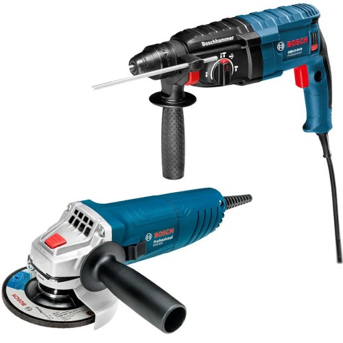 Combo Martelete Perfurador Rompedor 820W 2,7J GBH 2-24D + Esmerilhadeira angular 4.1/2