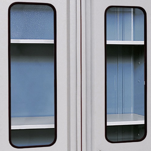 Arm�rio compacto com 2 prateleiras regul�veis e 3 gavetas porta de vidro