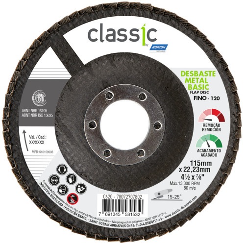 Disco de lixa flap disc 4.1/2