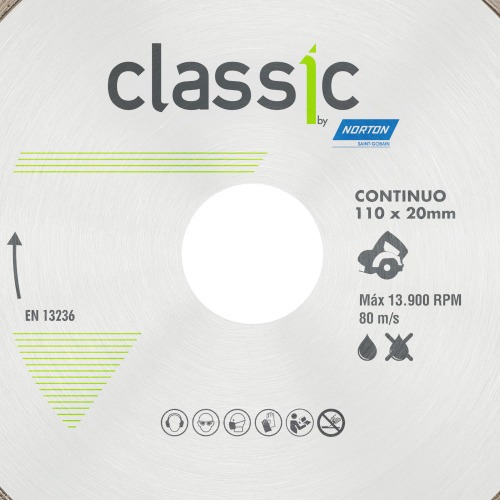 Disco diamantado continuo 110 x 20 mm para porcelanato - Classic Disco diamantado continuo 110 x 20 mm para porcelanato - Classic