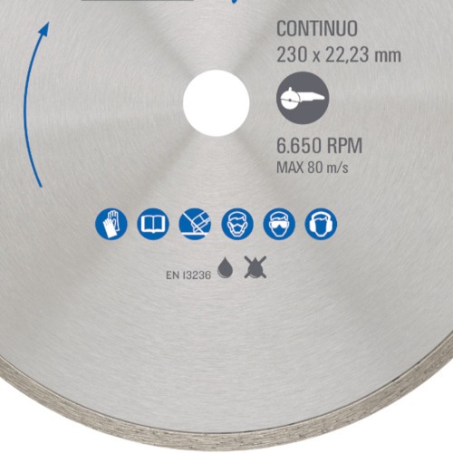 Disco diamantado liso 230 x 22,23 mm para porcelanato Disco diamantado liso 230 x 22,23 mm para porcelanato