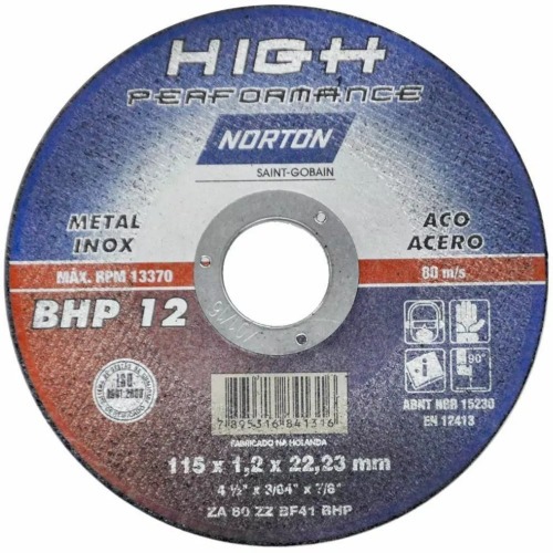 Disco de corte para metal / inox 4.1/2 x 3/64 x 7/8 Disco de corte para metal / inox 4.1/2 x 3/64 x 7/8