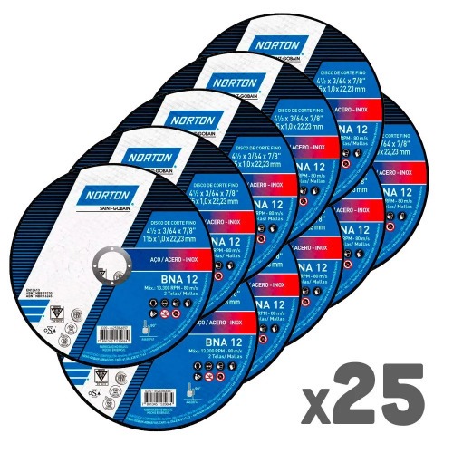 Kit 25 Discos de corte para metal e inox 4.1/2 x 3/64 x 7/8 Kit 25 Discos de corte para metal e inox 4.1/2 x 3/64 x 7/8
