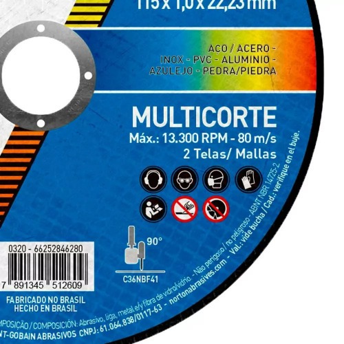 Kit 25 Discos de corte para multi materiais 4.1/2 x 3/64 x 7/8
