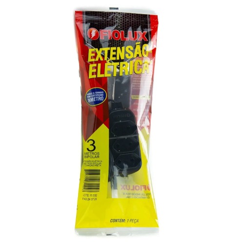 Extensão elétrica 5 metros 3 tomadas 2 x 0,75 mm 10A bipolar Extensão elétrica 5 metros 3 tomadas 2 x 0,75 mm 10A bipolar