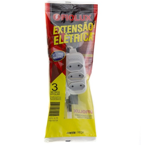 Extensão elétrica 5 metros 3 tomadas 2 x 0,75 mm 10A bipolar Extensão elétrica 5 metros 3 tomadas 2 x 0,75 mm 10A bipolar