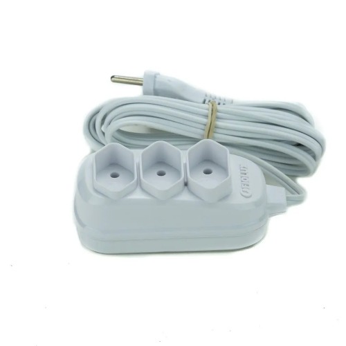 Extens�o el�trica 10 metros 3 tomadas 2 x 0,75 mm 10A bipolar