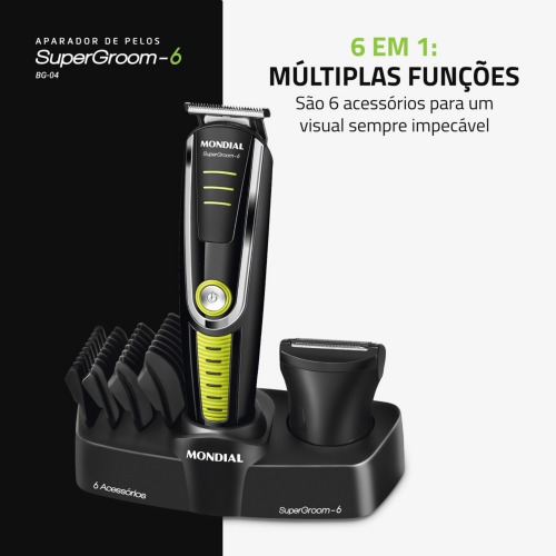 Aparador de pelos 6 em 1 Super Groom - BG-04 110V/220V Aparador de pelos 6 em 1 Super Groom - BG-04 110V/220V