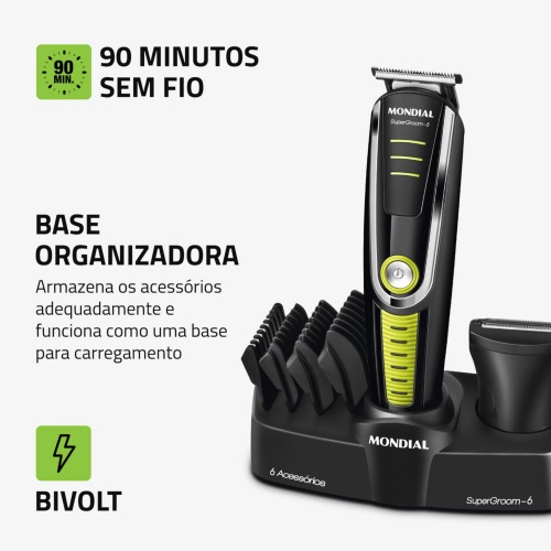 Aparador de pelos 6 em 1 Super Groom - BG-04 110V/220V Aparador de pelos 6 em 1 Super Groom - BG-04 110V/220V
