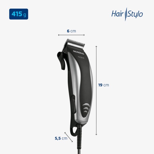 Máquina de cortar cabelo com 4 pentes e acessórios Hair Stylo - CR-02 110V Máquina de cortar cabelo com 4 pentes e acessórios Hair Stylo - CR-02 110V