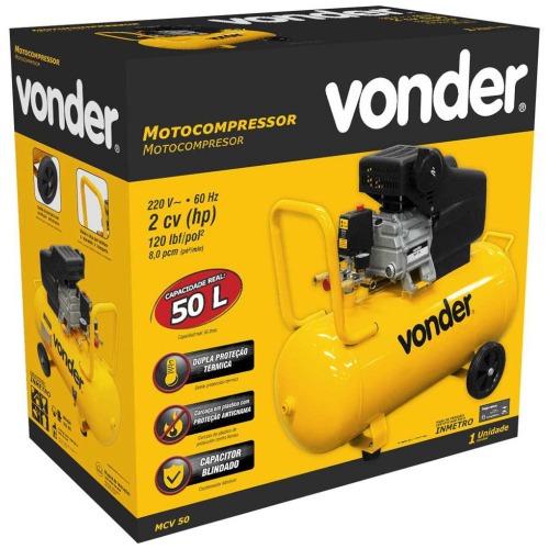 Compressor de ar 7,3 pés 50 litros 2 hp - MCV50 220V Compressor de ar 7,3 pés 50 litros 2 hp - MCV50 220V