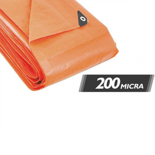 Lona reforçada de polietileno laranja 5 m x 5 m Lona reforçada de polietileno laranja 5 m x 5 m