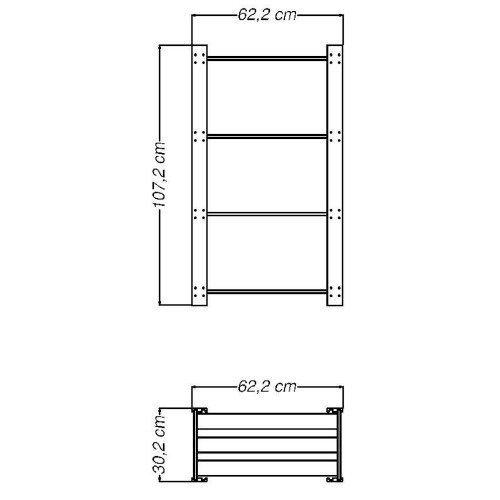 Estante em madeira pinus com 4 prateleiras 62,2 x 30,2 x 107,2 cm - Modulare