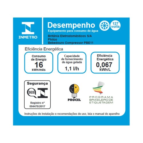 Bebedouro de mesa refrigerado por compressor branco - PBE11	  220V