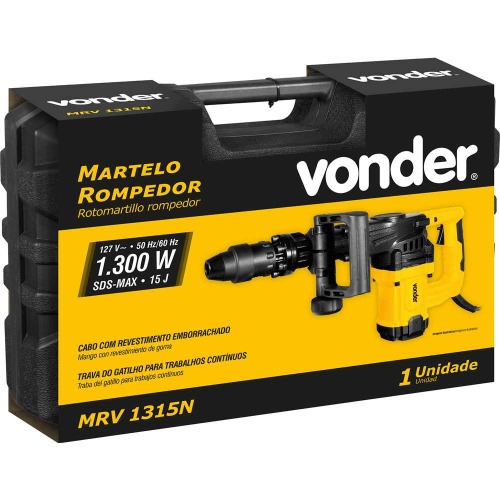 Martelo Rompedor 1300 watts 15 joules SDS Max com maleta - MRV1315 110V Martelo Rompedor 1300 watts 15 joules SDS Max com maleta - MRV1315 110V