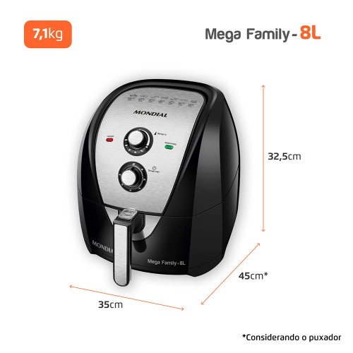 Fritadeira el�trica sem �leo Air Fryer 8L 1900W Mega Family - AFN-80-BI  220V