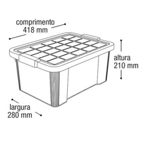 Caixa organizadora com tampa 15 litros empilh�vel - 25886