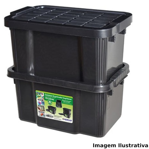Caixa organizadora com tampa 15 litros empilh�vel - 25886