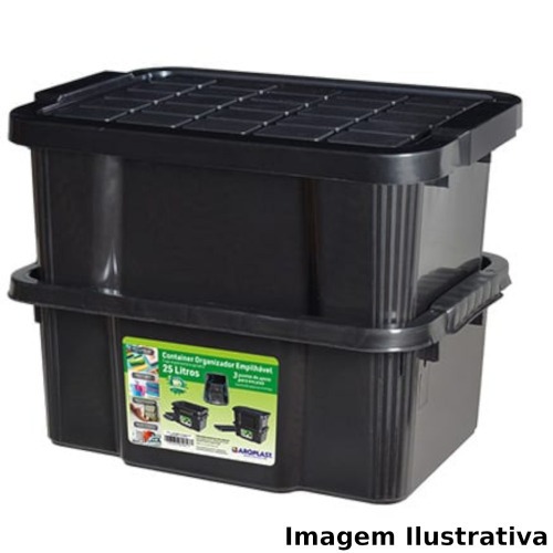 Caixa organizadora com tampa 25 litros empilh�vel - 25887