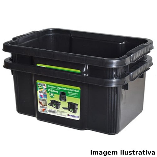 Caixa organizadora com tampa 25 litros empilh�vel - 25887