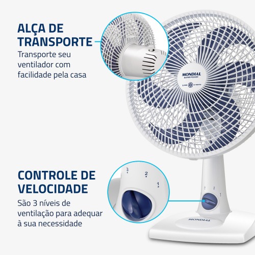 Kit 2 Ventiladores de mesa 30 cm 6 p�s 3 velocidades Super Power- VSP-30-W  110V
