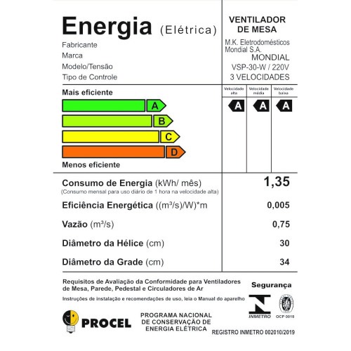 Ventilador de mesa 30 cm 6 p�s com 3 velocidades Super Power - VSP-30-W  220V