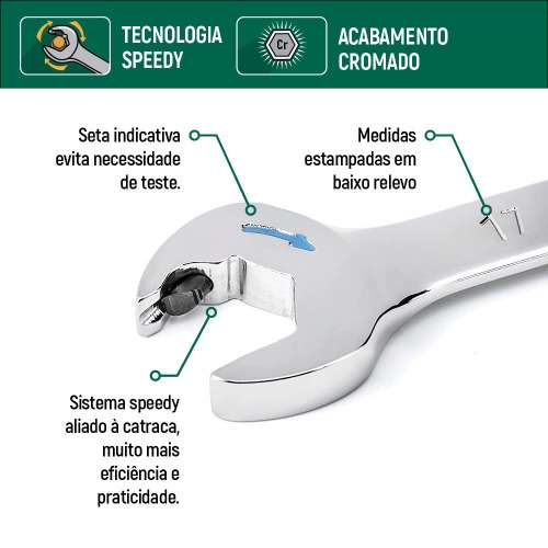 Chave combinada com catraca 3/8