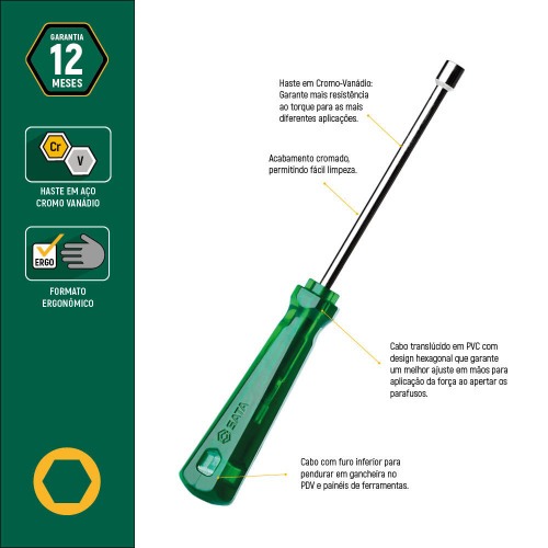 Chave canhão 10 x 125 mm aço cromo vanádio - ST61451 Chave canhão 10 x 125 mm aço cromo vanádio - ST61451