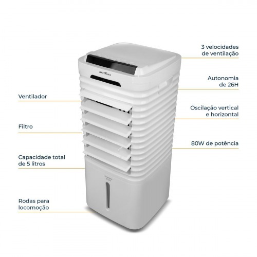 Climatizador de ar port�til 4 em 1 autonomia de 26h com controle remoto - BCL05A  220V