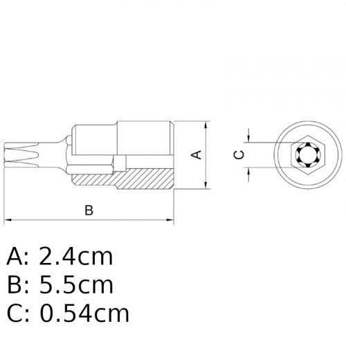 Soquete com ponta hexalobular T30 encaixe 1/2