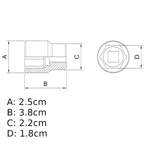 Soquete sextavado 18 mm encaixe 1/2