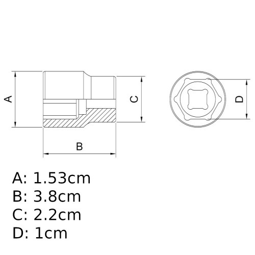 Soquete sextavado 10 mm encaixe 1/2 Soquete sextavado 10 mm encaixe 1/2