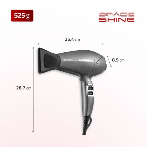 Secador de cabelo 2000 watts Tourmaline SPACE SHINE Grafite - SC-20  110V
