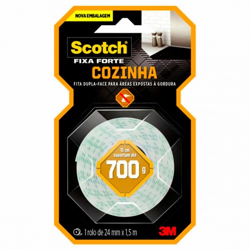 Fita dupla face 24 mm x 1,5 metros cozinha - Fixa Forte Fita dupla face 24 mm x 1,5 metros cozinha - Fixa Forte