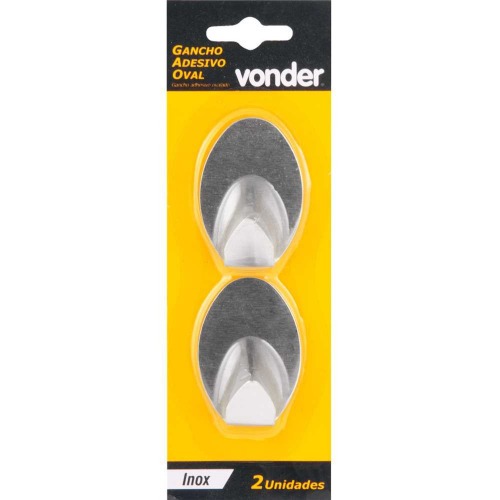 Gancho adesivo oval em inox com 2 peças Gancho adesivo oval em inox com 2 peças