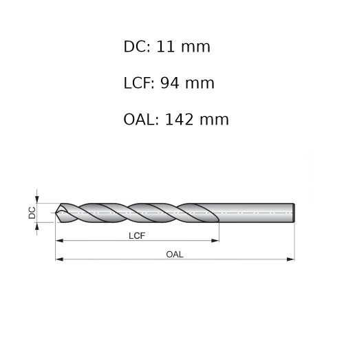 Broca de aço rápido para metal 11 mm DIN 338 - A11411.0B Broca de aço rápido para metal 11 mm DIN 338 - A11411.0B