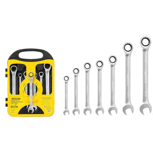 Jogo de chave combinada com catraca 8 a 19 mm com 7 peças - BOM-3213 Jogo de chave combinada com catraca 8 a 19 mm com 7 peças - BOM-3213