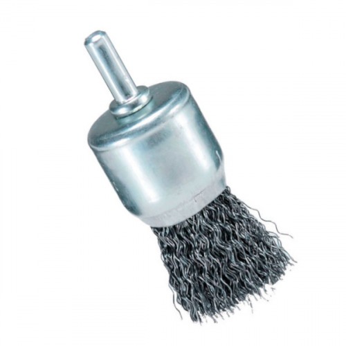 Escova com fio de a�o ondulado tipo pincel 30 mm com haste 6 mm