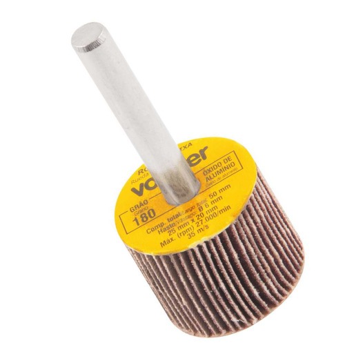 Roda de lixa 25 mm x 20 mm com haste grão 180 Roda de lixa 25 mm x 20 mm com haste grão 180