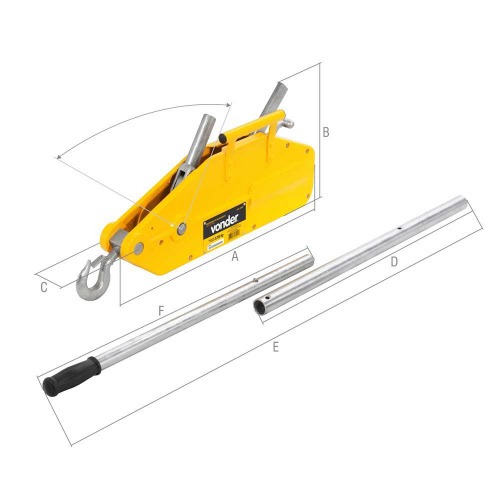 Guincho de alavanca 3,2 toneladas x 20 m - GAV 3200 Guincho de alavanca 3,2 toneladas x 20 m - GAV 3200