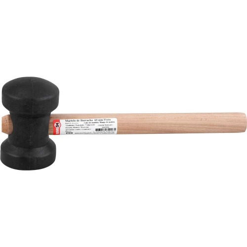 Martelo de borracha 60 mm preto 