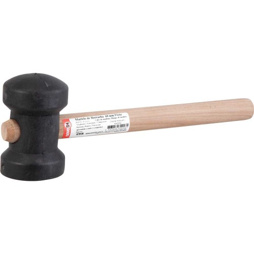 Martelo de borracha 60 mm preto 