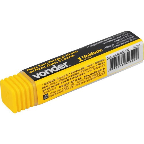 Fresa topo 10,0 mm em metal duro com 3 cortes Fresa topo 10,0 mm em metal duro com 3 cortes