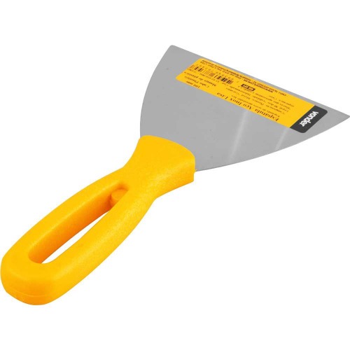 Espátula de aço inox 100 mm com cabo de plástico Espátula de aço inox 100 mm com cabo de plástico