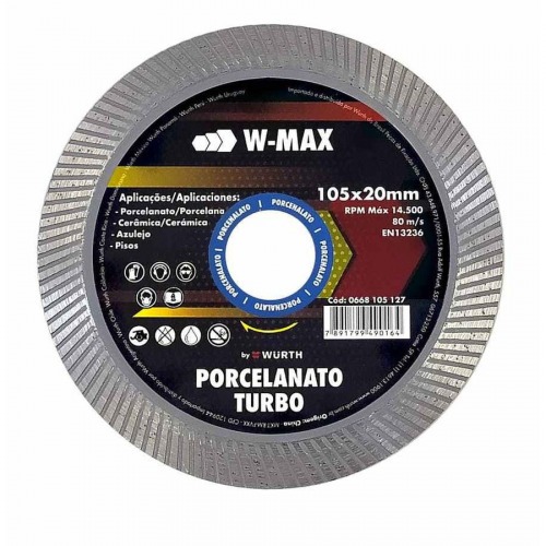 Disco diamantado 105 x 20 mm turbo fino porcelanato - W-Max